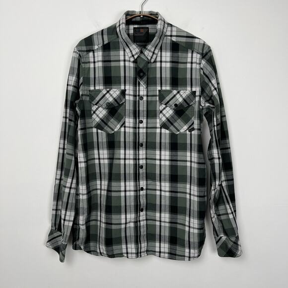 511 Tactical Series Men's Small Long Sleeve Snap Button Shirt Green/Black Plaid - Picture 1 of 8